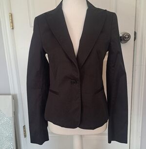 Theory Single Button Cotton Fitted Blazer